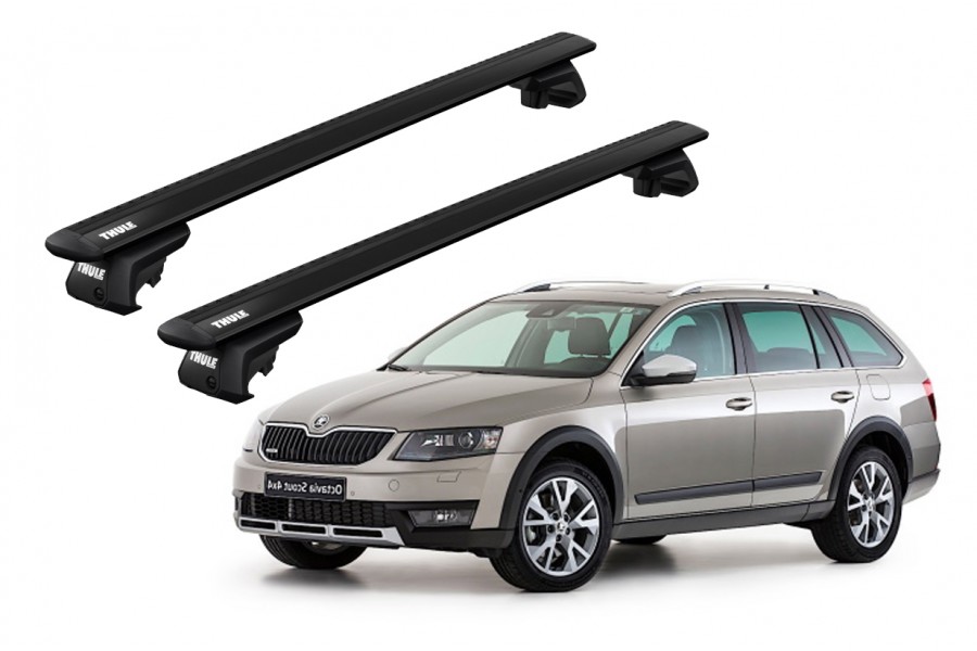Barras THULE EVO WingBar para autos SKODA Octavia Scout 2014 a 2020 negro