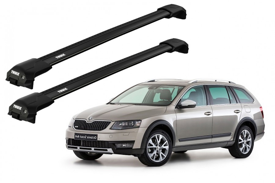 Barras THULE EDGE Flush para autos SKODA Octavia Scout 2014 a 2020 negro