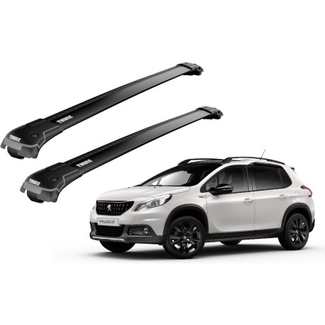 Barras THULE EDGE para autos PEUGEOT 2008 2013 a 2019 negro
