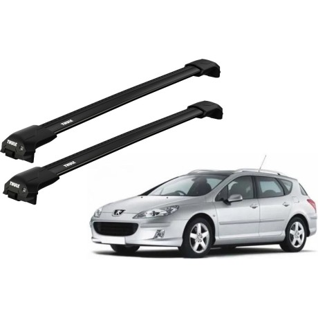 Barras THULE EDGE Flush para autos PEUGEOT 407 SW 2004 a 2010 negro