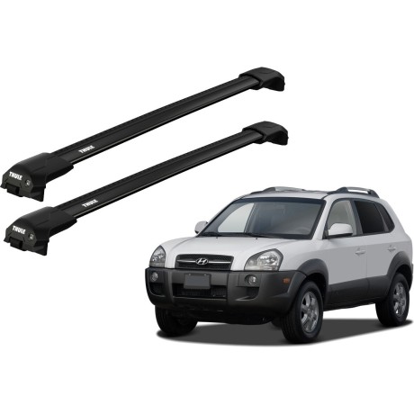 Barras THULE EDGE Flush para autos HYUNDAI Tucson 2004 a 2009 negro