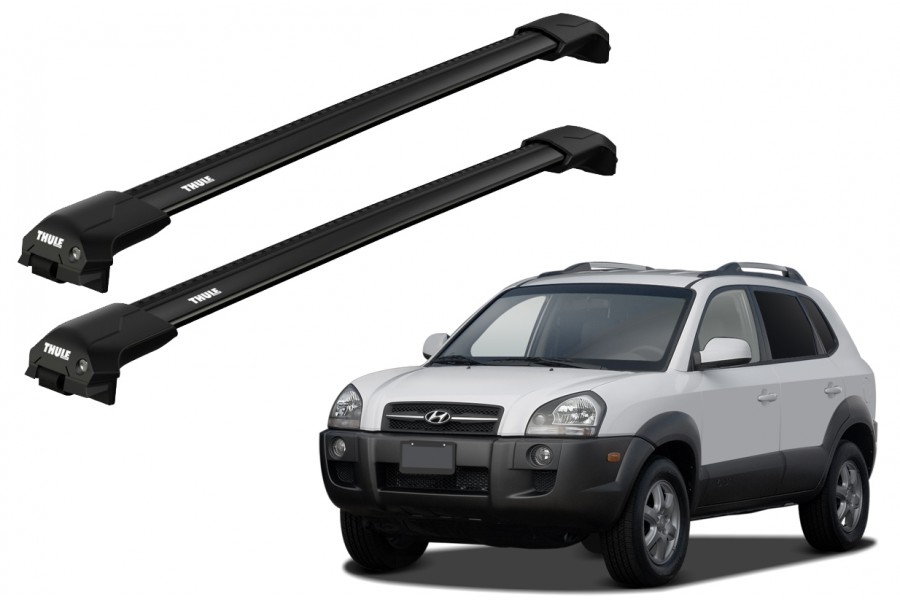 Barras THULE EDGE Flush para autos HYUNDAI Tucson 2004 a 2009 negro