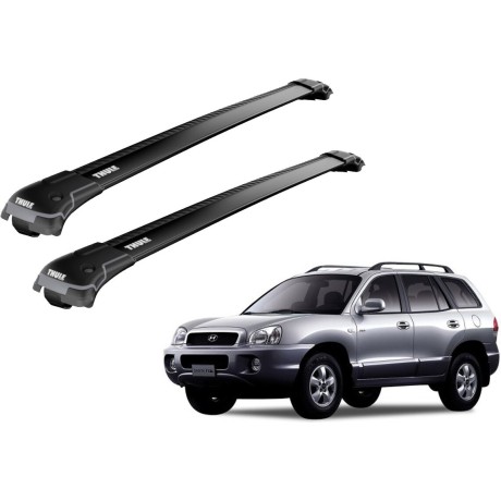 Barras THULE EDGE para autos HYUNDAI Santa Fe 2000 a 2005 negro