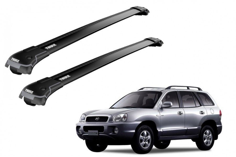 Barras THULE EDGE para autos HYUNDAI Santa Fe 2000 a 2005 negro