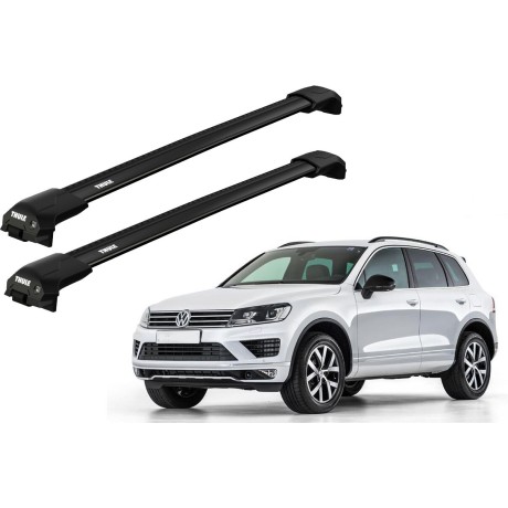 Barras THULE EDGE Flush para autos VOLKSWAGEN Touareg 2010 a 2018 negro