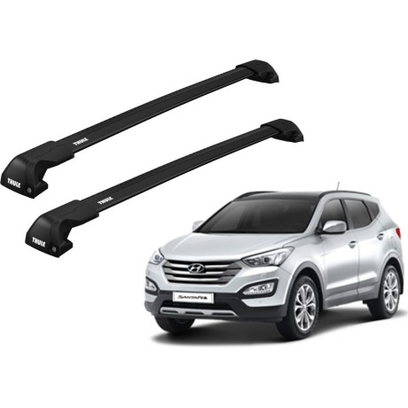 Barras THULE EDGE Flush para autos HYUNDAI Santa Fe 2013 a 2018 negro
