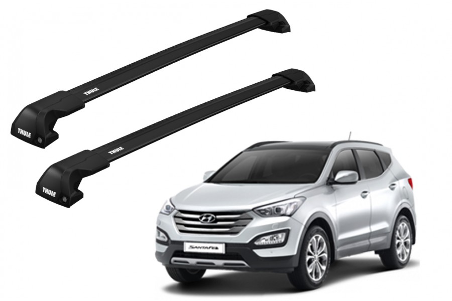 Barras THULE EDGE Flush para autos HYUNDAI Santa Fe 2013 a 2018 negro