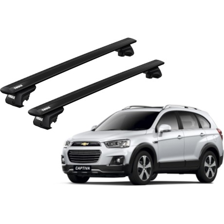 Barras THULE EVO WingBar para autos CHEVROLET Captiva 2006 a 2020 negro