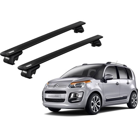 Barras THULE EVO WingBar para autos CITROEN C3 Picasso desde 2009-2016 negro