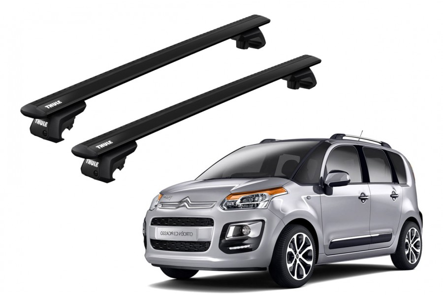 Barras THULE EVO WingBar para autos CITROEN C3 Picasso desde 2009-2016 negro
