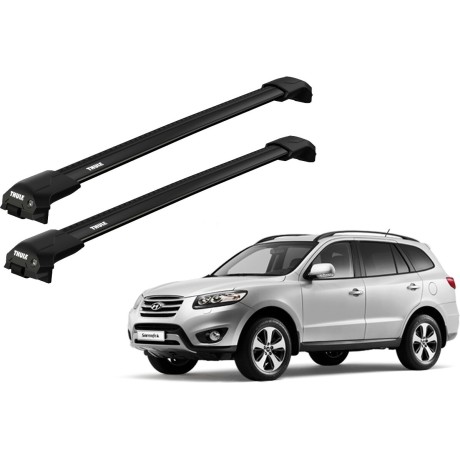 Barras THULE EDGE Flush para autos HYUNDAI Santa Fe 2010 a 2012 negro
