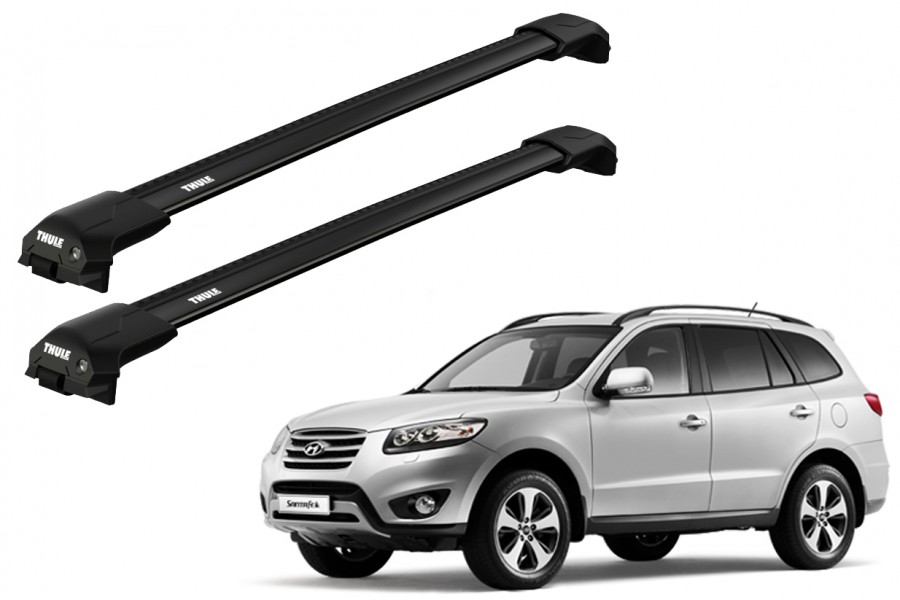 Barras THULE EDGE Flush para autos HYUNDAI Santa Fe 2010 a 2012 negro