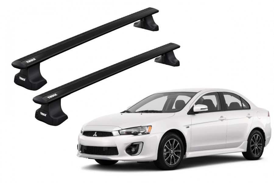 Barras THULE WingBar para autos MITSUBISHI Lancer EVO  desde 2008 - 2018 negro