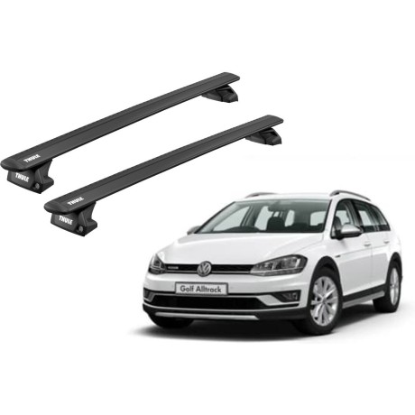 Barras THULE EVO WingBar para autos VOLKSWAGEN Golf Alltrack 2015 a 2020 negro