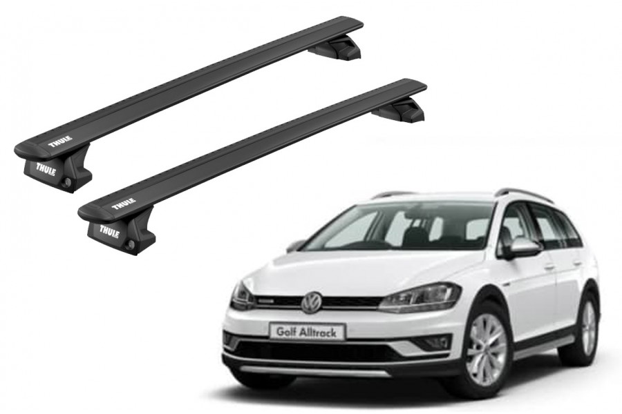 Barras THULE EVO WingBar para autos VOLKSWAGEN Golf Alltrack 2015 a 2020 negro