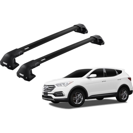Barras THULE EDGE Flush para autos HYUNDAI Santa Fe 2016 a 2018 negro
