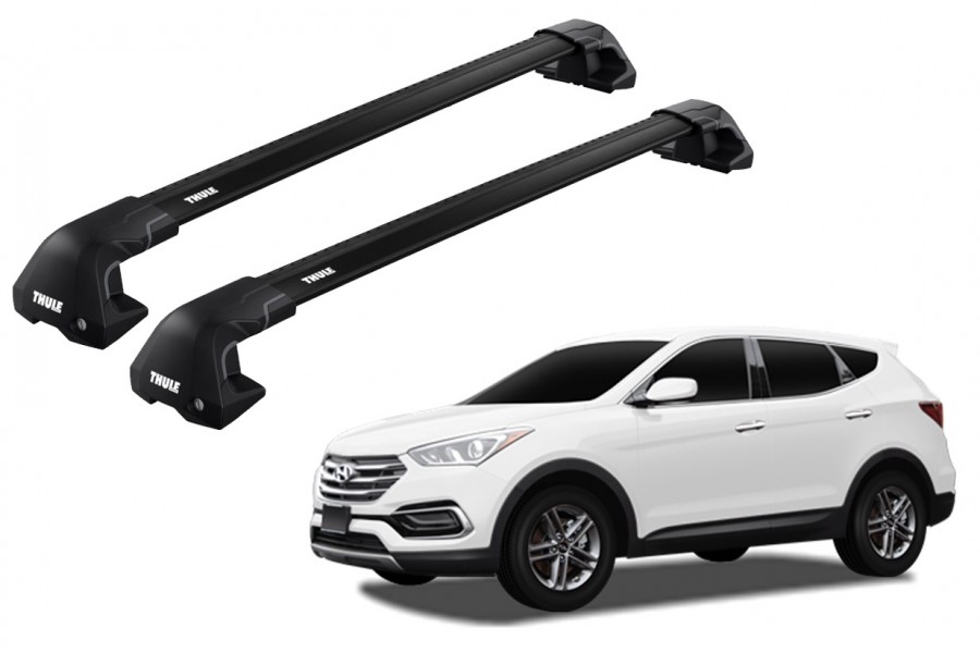 Barras THULE EDGE Flush para autos HYUNDAI Santa Fe 2016 a 2018 negro