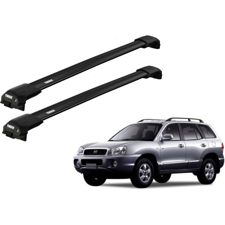 Barras THULE EDGE Flush para autos HYUNDAI Santa Fe 2000 a 2005 negro