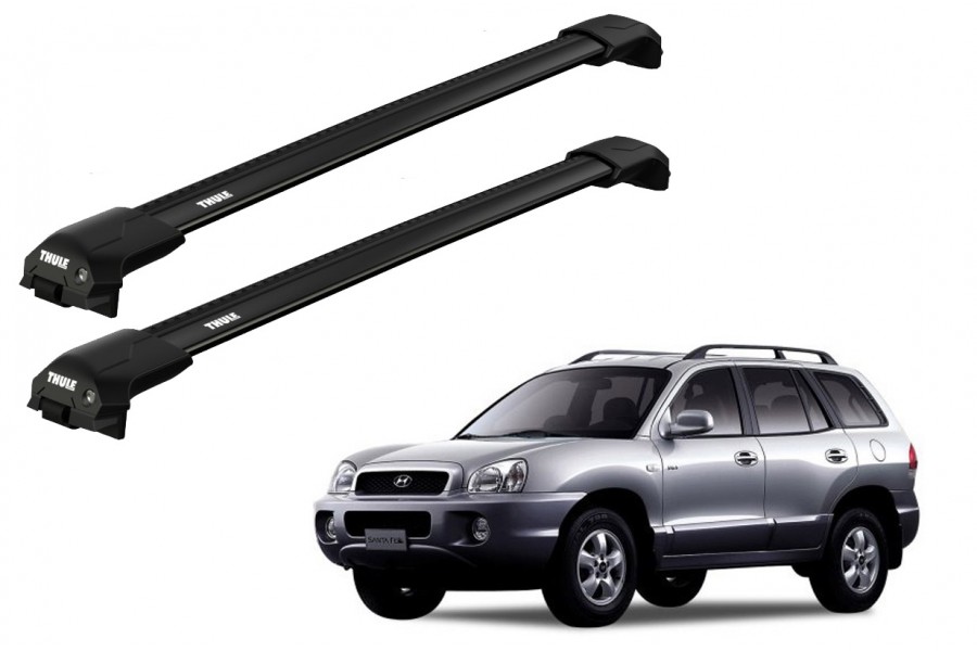 Barras THULE EDGE Flush para autos HYUNDAI Santa Fe 2000 a 2005 negro