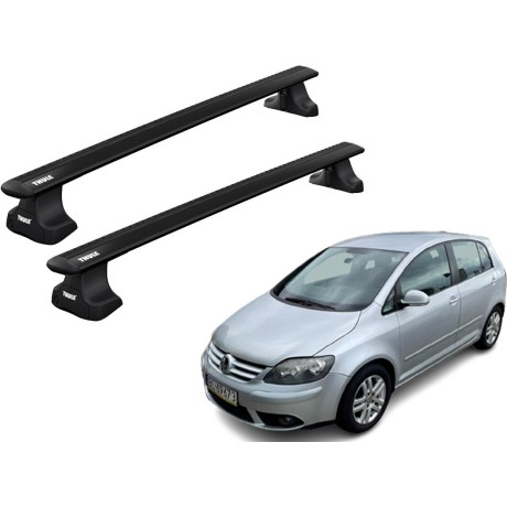 Barras THULE WingBar para autos VOLKSWAGEN Golf Plus 2005 a 2008 negro