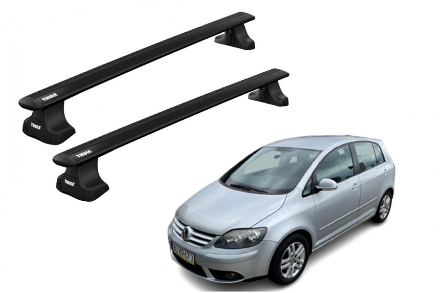 Barras THULE WingBar para autos VOLKSWAGEN Golf Plus 2005 a 2008 negro