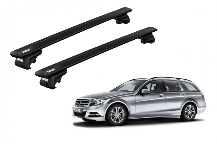 Barras THULE EVO WingBar para autos MERCEDES BENZ C-Class (W204) 2007 a 2014 negro
