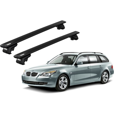 Barras THULE EVO WingBar para autos BMW 5-Series Touring (E61) 2004 a 2010 negro