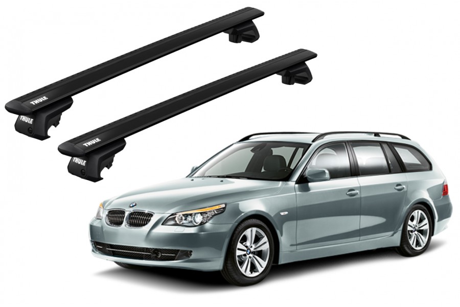 Barras THULE EVO WingBar para autos BMW 5-Series Touring (E61) 2004 a 2010 negro