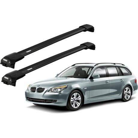 Barras THULE EDGE Flush para autos BMW 5-Series Touring (E61) 2004 a 2010 negro