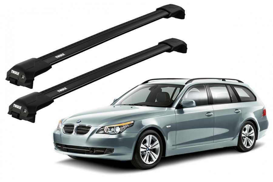 Barras THULE EDGE Flush para autos BMW 5-Series Touring (E61) 2004 a 2010 negro