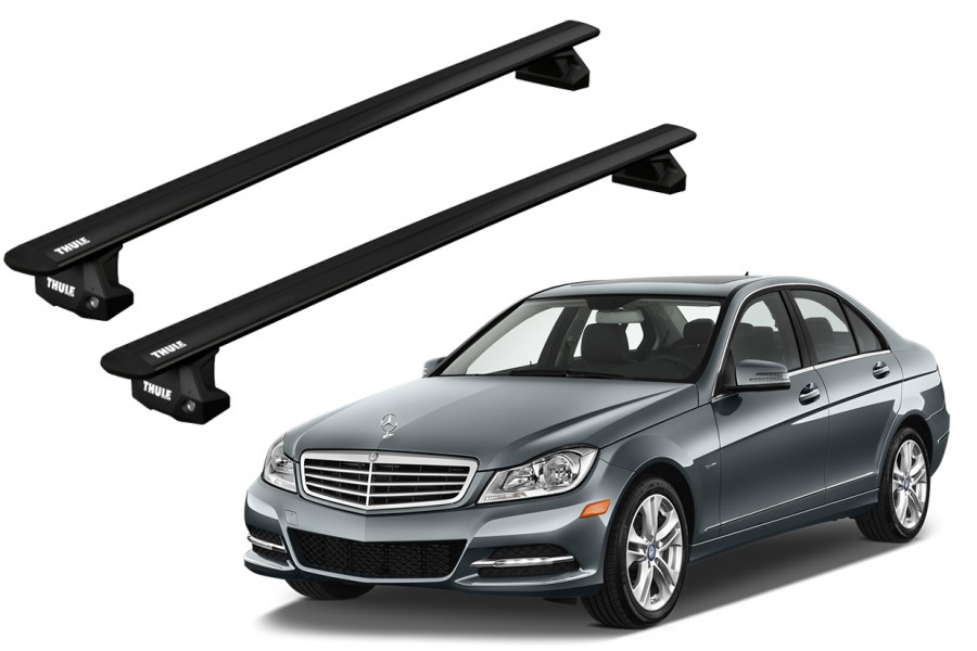 Barras THULE EVO WingBar para autos MERCEDES BENZ C-Class (W204) 2007 a 2014 negro