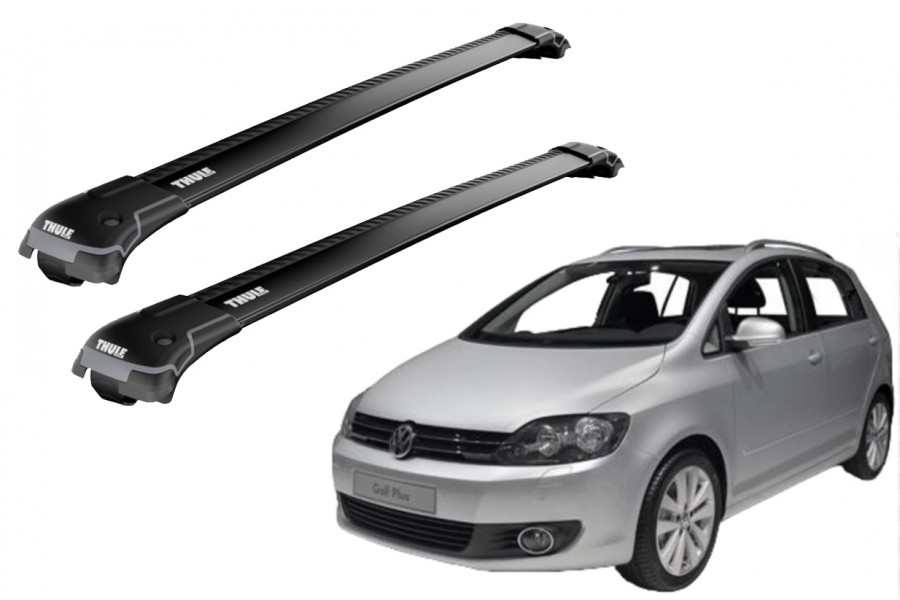 Barras THULE EDGE para autos VOLKSWAGEN Golf Plus 2009 a 2014 negro