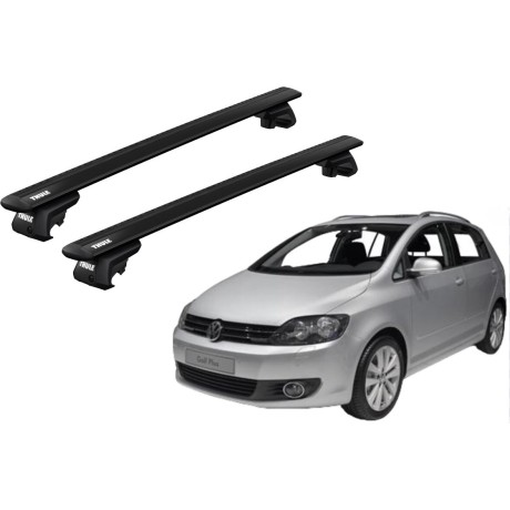 Barras THULE EVO WingBar para autos VOLKSWAGEN Golf Plus 2009 a 2014 negro