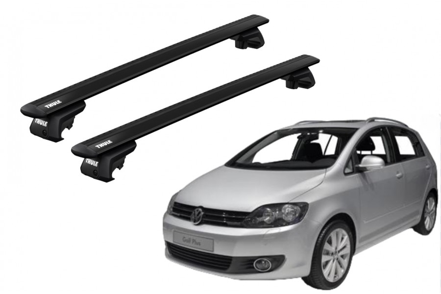 Barras THULE EVO WingBar para autos VOLKSWAGEN Golf Plus 2009 a 2014 negro