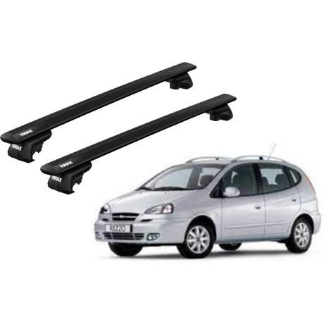 Barras THULE EVO WingBar para autos CHEVROLET Rezzo 2000 a 2004 negro