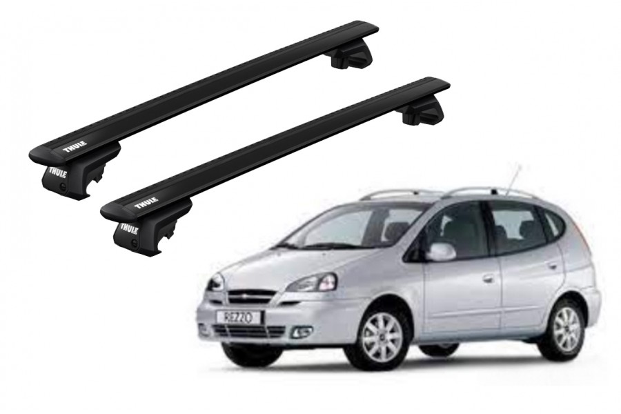 Barras THULE EVO WingBar para autos CHEVROLET Rezzo 2000 a 2004 negro