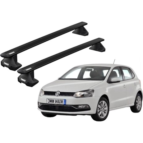Barras THULE EVO WingBar para autos VOLKSWAGEN Polo 2009 a 2017 negro