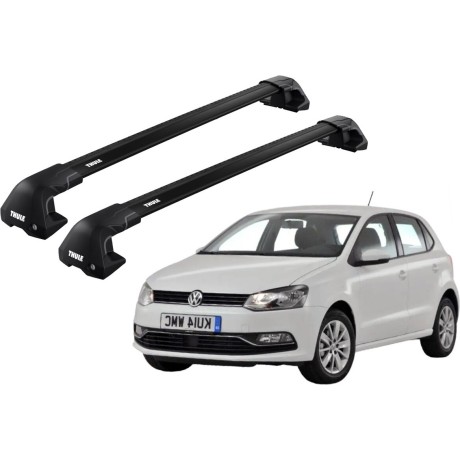 Barras THULE EDGE Flush para autos VOLKSWAGEN Polo 2009 a 2017 negro