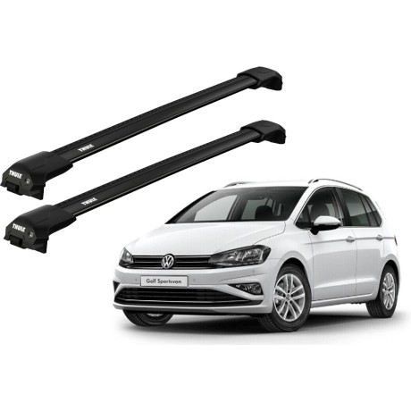 Barras THULE EDGE Flush para autos VOLKSWAGEN Golf Sportsvan 2014 a 2020 negro