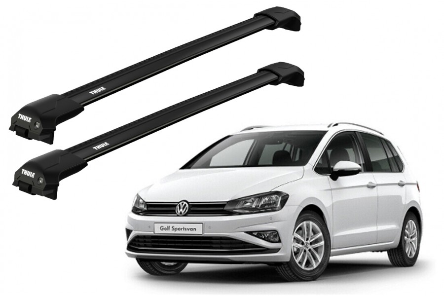 Barras THULE EDGE Flush para autos VOLKSWAGEN Golf Sportsvan 2014 a 2020 negro