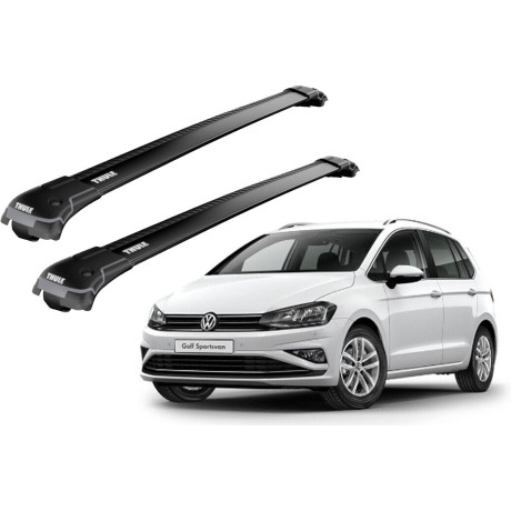 Barras THULE EDGE para autos VOLKSWAGEN Golf Sportsvan 2014 a 2020 negro