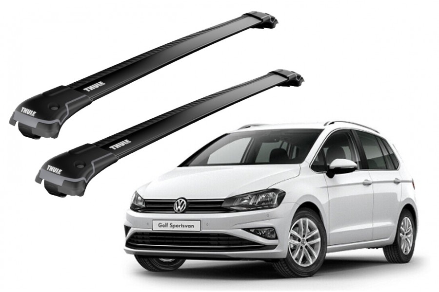 Barras THULE EDGE para autos VOLKSWAGEN Golf Sportsvan 2014 a 2020 negro