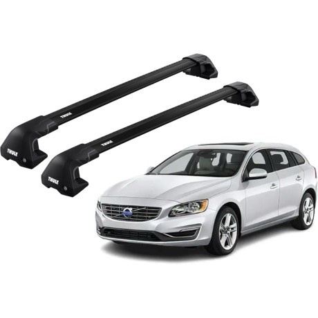 Barras THULE EDGE Flush para autos VOLVO V60 2010 a 2018 negro