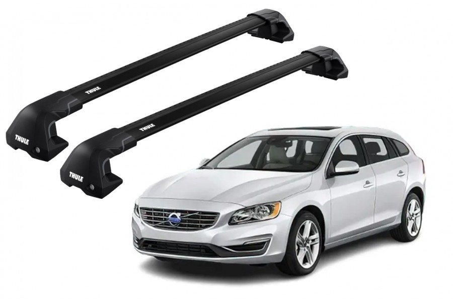 Barras THULE EDGE Flush para autos VOLVO V60 2010 a 2018 negro