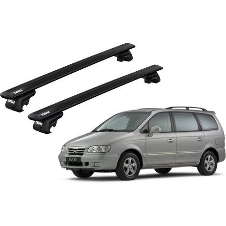 Barras THULE EVO WingBar para autos HYUNDAI Trajet 2000 a 2008 negro