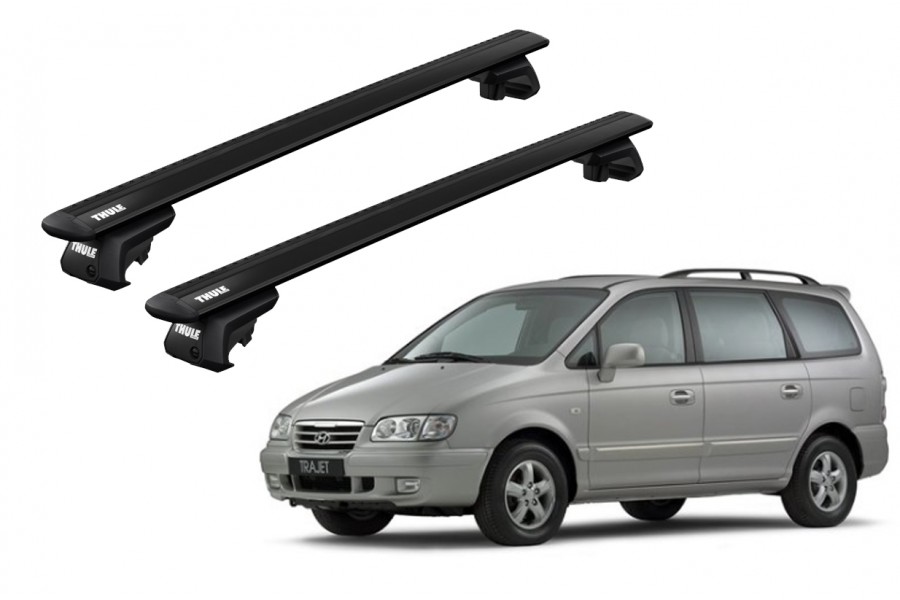Barras THULE EVO WingBar para autos HYUNDAI Trajet 2000 a 2008 negro