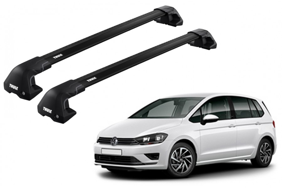 Barras THULE EDGE Flush para autos VOLKSWAGEN Golf Sportsvan 2014 a 2020 negro