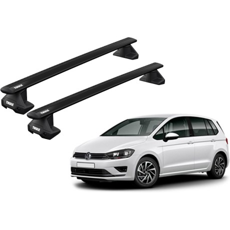 Barras THULE EVO WingBar para autos VOLKSWAGEN Golf Sportsvan 2014 a 2020 negro
