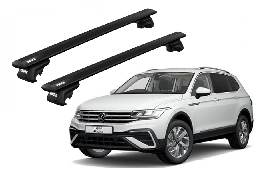 Barras THULE EVO WingBar para autos VOLKSWAGEN Tiguan Allspace desde 2017-2021 negro
