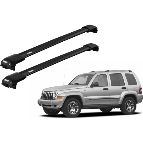Barras THULE EDGE Flush para autos JEEP Cherokee 2002 a 2007 negro